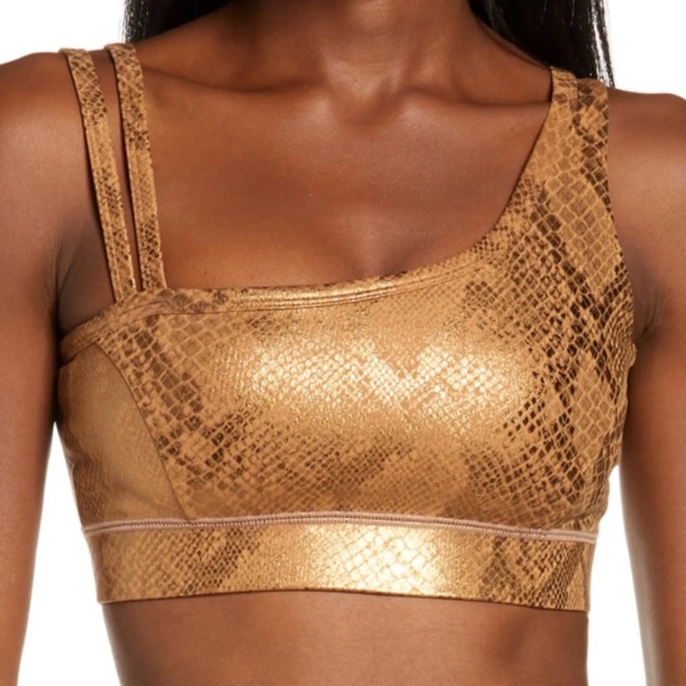IVL Collective Gold Snakeskin Print Crop Top Sports Bra 6
